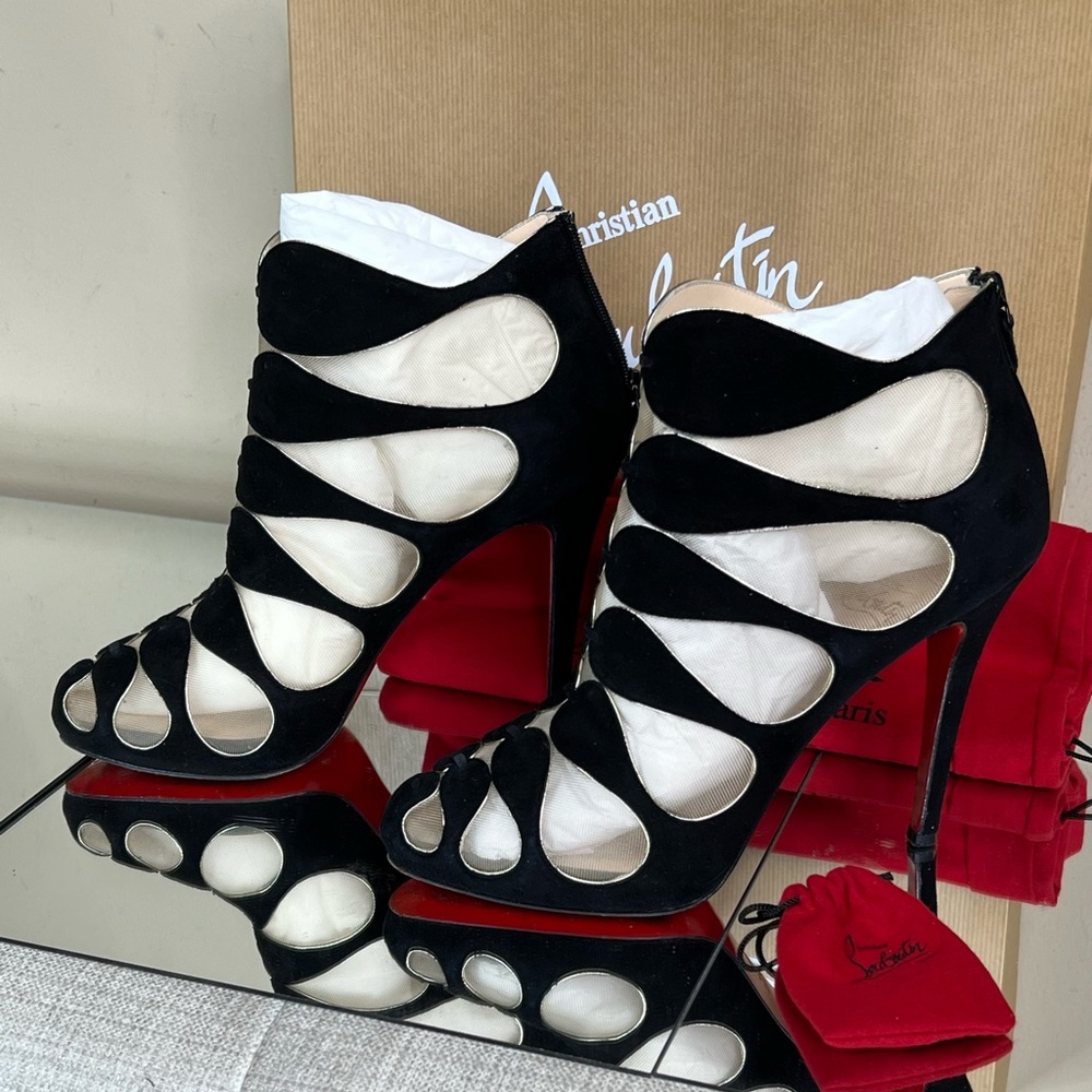 Christian Louboutin Black Mesh Heel Bootie - Picture 3 of 11